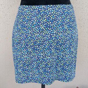 💜✨Express Geometric Print Mini Skirt – Blue, Green & White Pattern